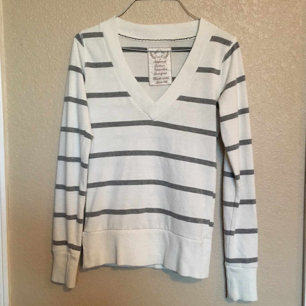 Grey and white striped sweater